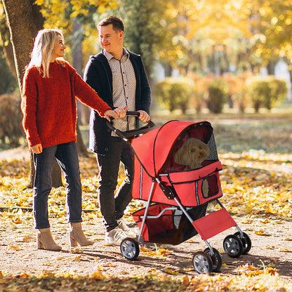 PawHut Dog Stroller Pushchair Pet 600D Oxford Cloth Pram Red - Suitable for Small Pets