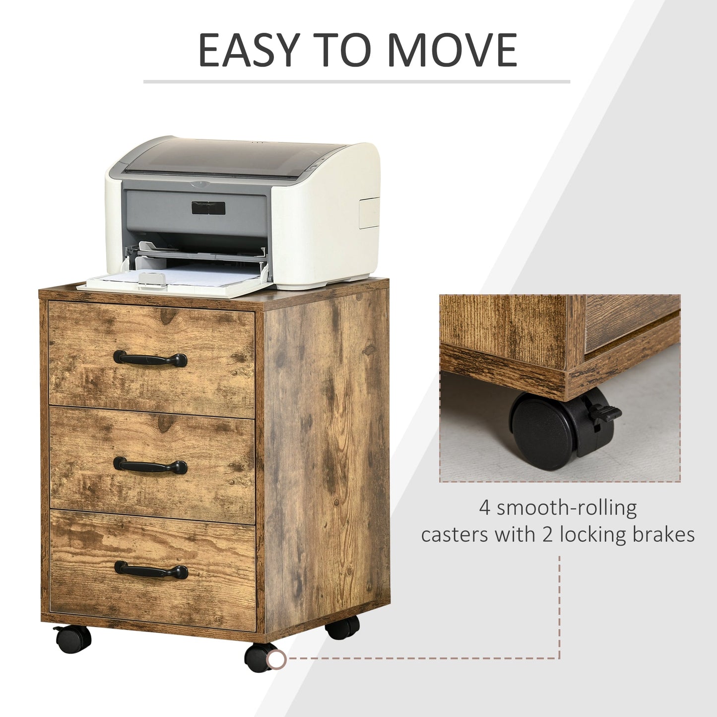 Rolling File Cabinet with 3 Drawers