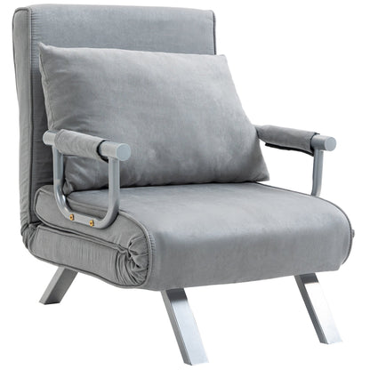 Suedette Adjustable Back Futon Sofa Chair - Grey