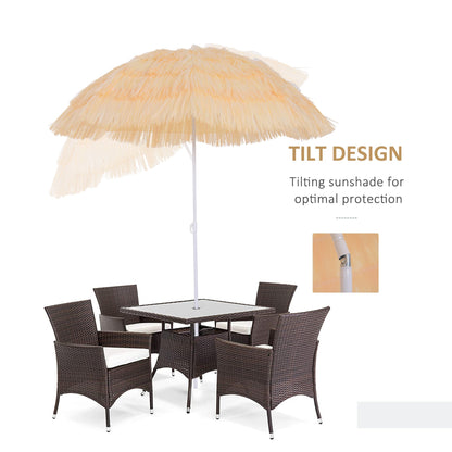 Patio Garden Hawaii Beach Sun Umbrella Sunshade Hawaiian Folding Tilting Crank Parasol Wheat