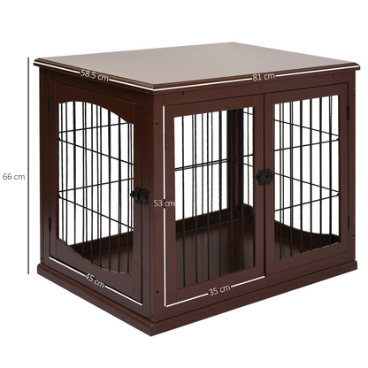 PawHut Small Dogs 3-Door Medium-density fibreboard Indoor Cage Brown