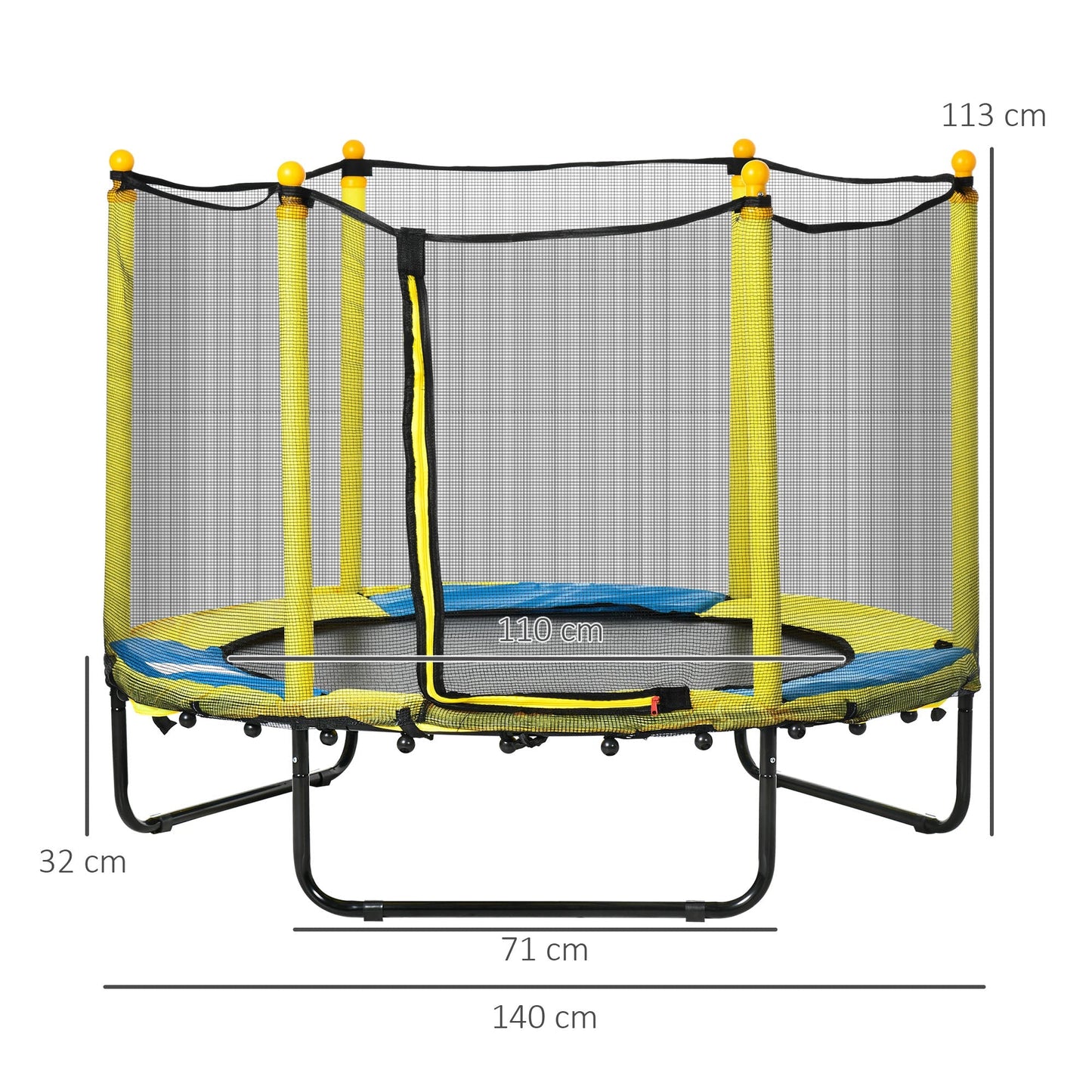 4.6FT / 55 Inch Kids Trampoline with Enclosure Safety Net Pads Indoor Trampolines for Child 1-10 Years Old