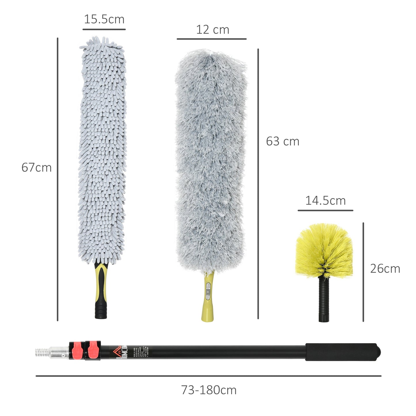 4-Pieces Extendable Feather Duster with Aluminium Telescopic Pole 29"-71"