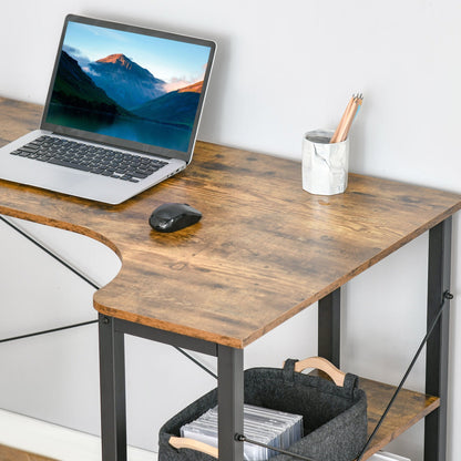 L-Shaped Computer Desk Home Office Corner Desk Study Workstation Table with 2 Shelves