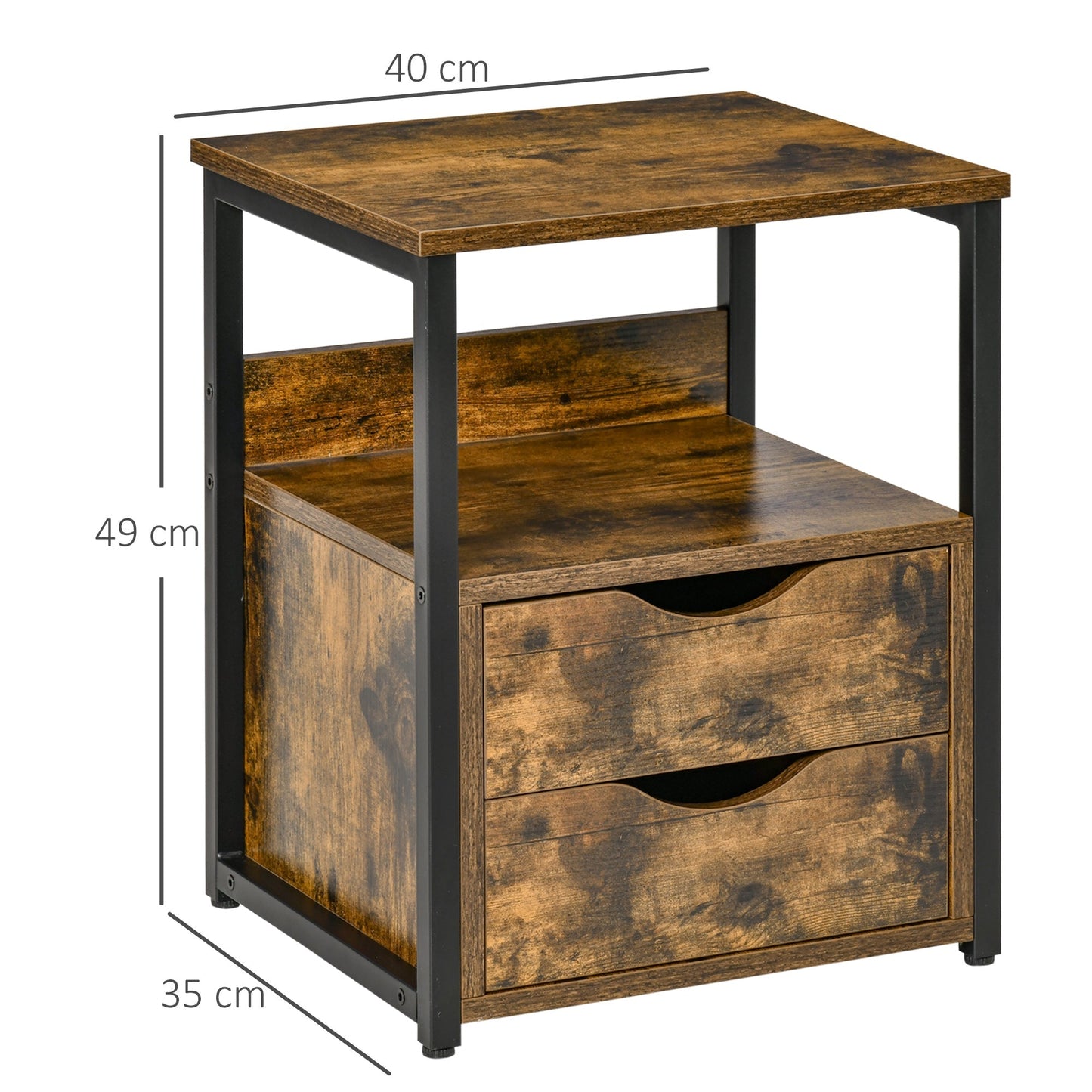 Homcom Industrial Side Table With Drawer