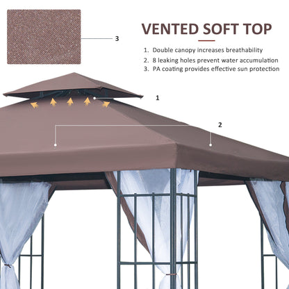 3 x 3M Patio Gazebo Canopy Garden Pavilion Tent Shelter with 2 Tier Roof and Mosquito Netting