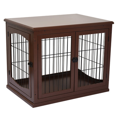 PawHut Small Dogs 3-Door Medium-density fibreboard Indoor Cage Brown