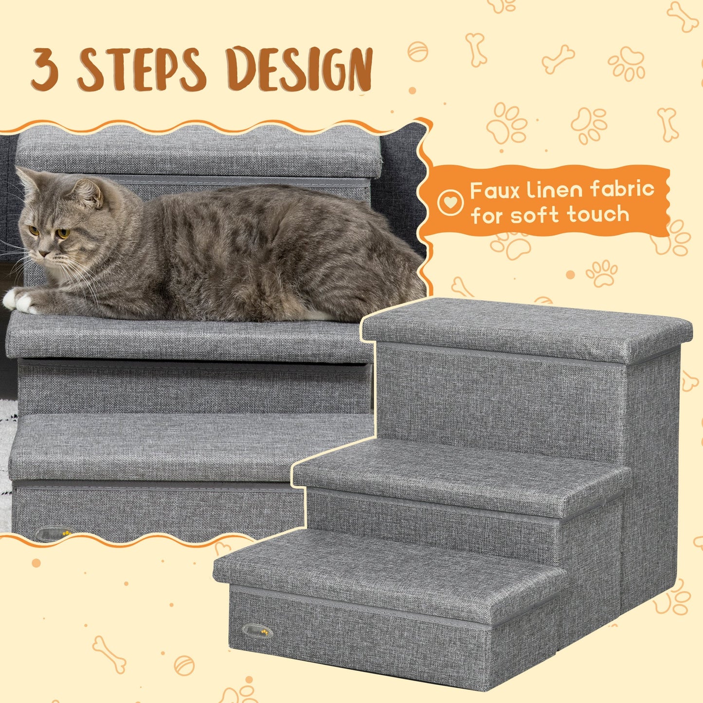 PawHut Cat Stairs with Storage Boxes