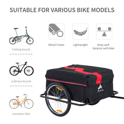 Bike Cargo Trailer W/Removable Cover-Red/Black