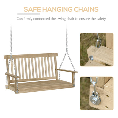 Outdoor 2 Seater Wooden Swing Chair BenchHammock Loveseat w/ Hanging Chain