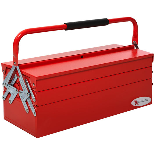 DURHAND Metal Tool Box 3 Tier 5 Tray Professional Portable Storage Cabinet Workshop Cantilever Toolbox with Carry Handle