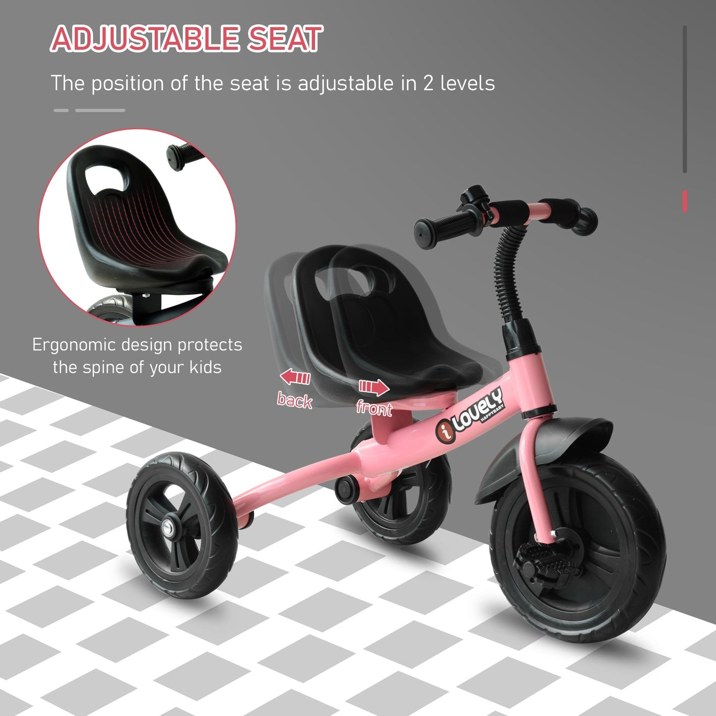 Toddler Three Wheel Plastic Tricycle Bike Pink