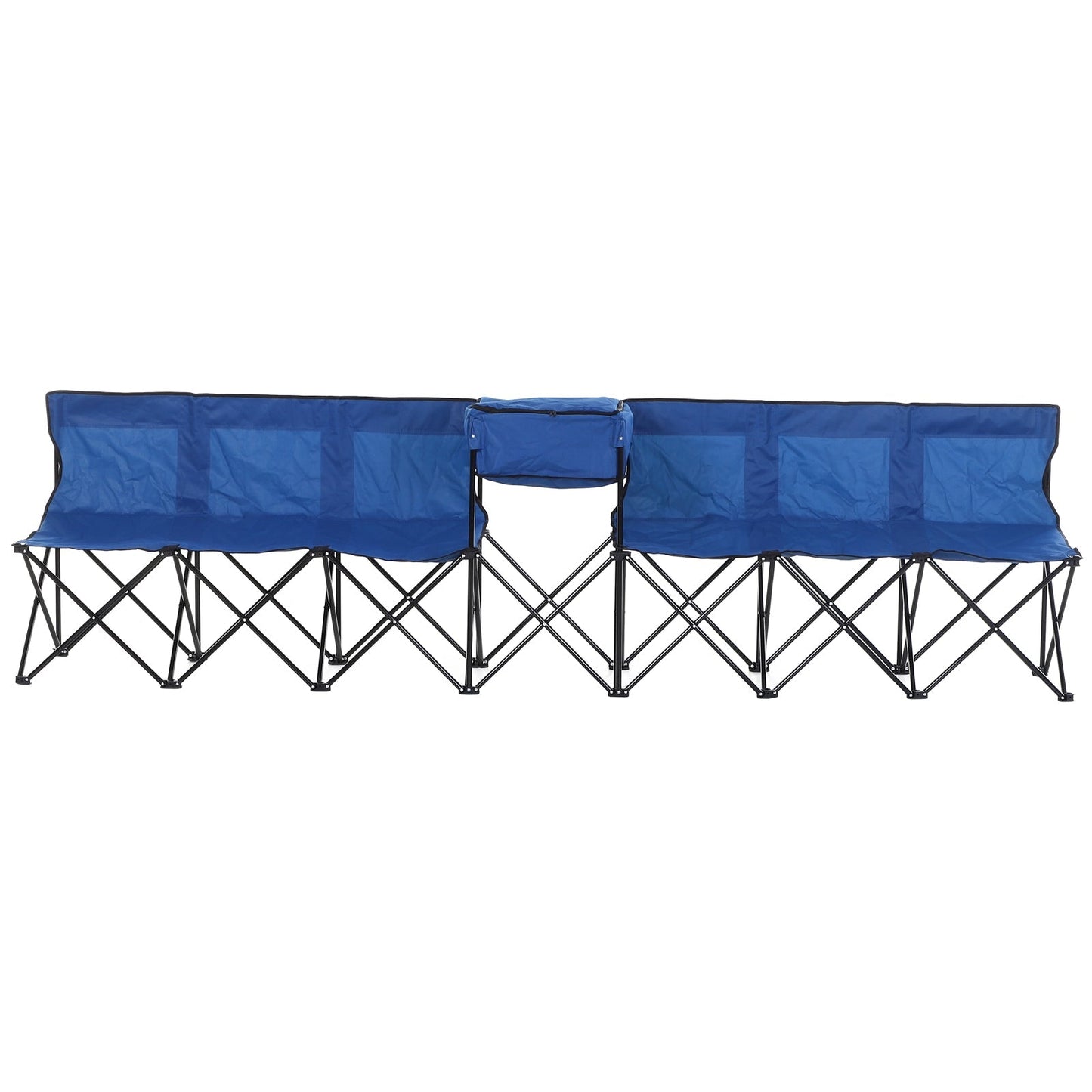 6 Seater Folding Steel Camping Bench w/ Cooler Bag Blue