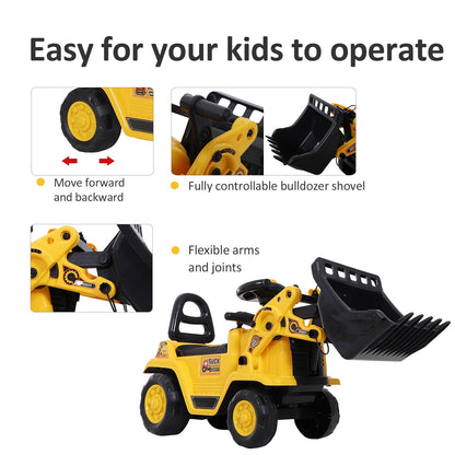 NO POWER 3 in 1 Ride On Toy Bulldozer Toddler Digger Excavator Scooter Storage Cart Toilet Pretend Play Construction Truck