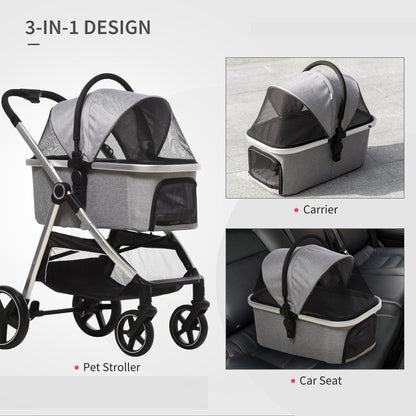 PawHut 3 in 1 One-Click Foldable Pet Stroller