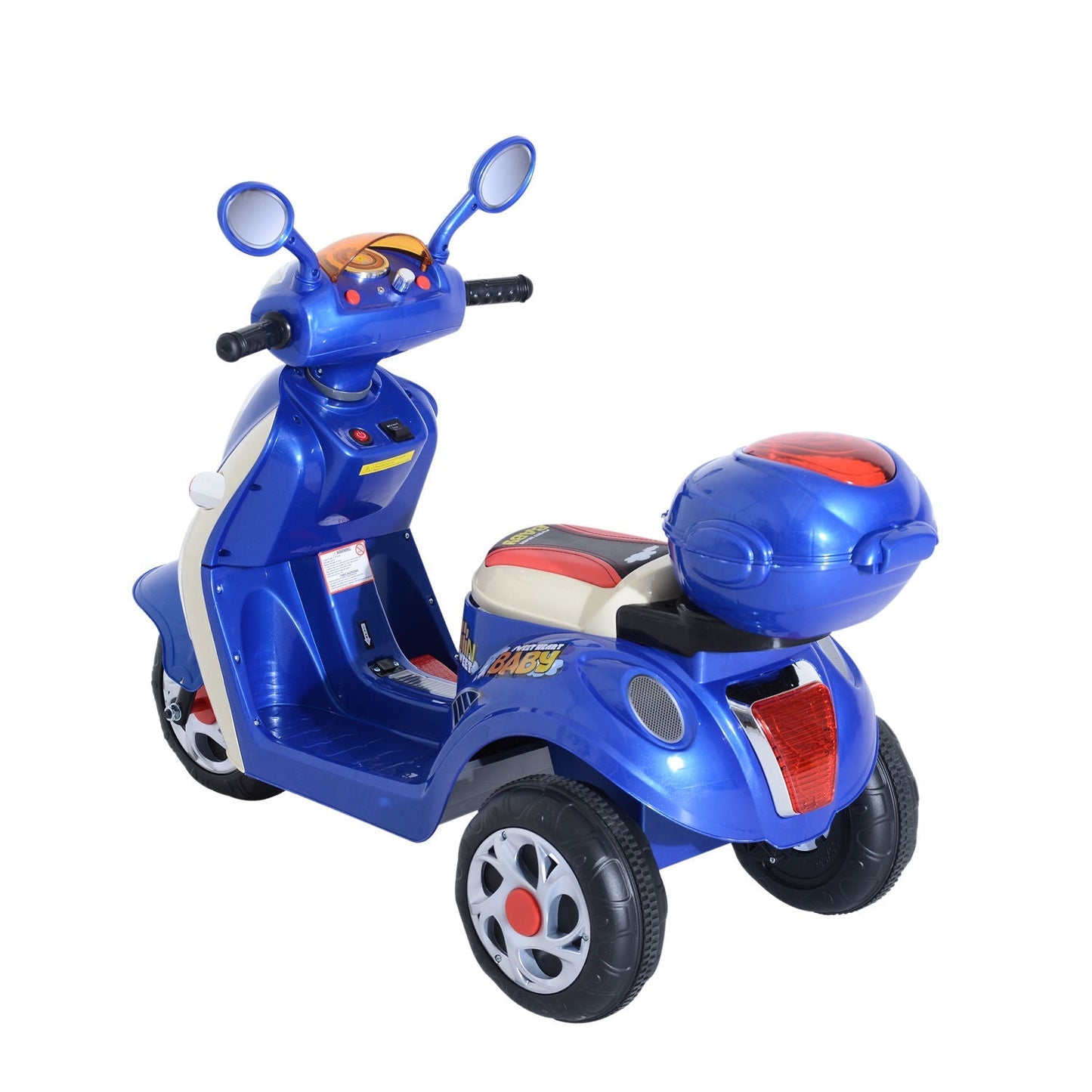 Plastic Music Playing Electric Ride-On Motorbike w/ Lights Blue