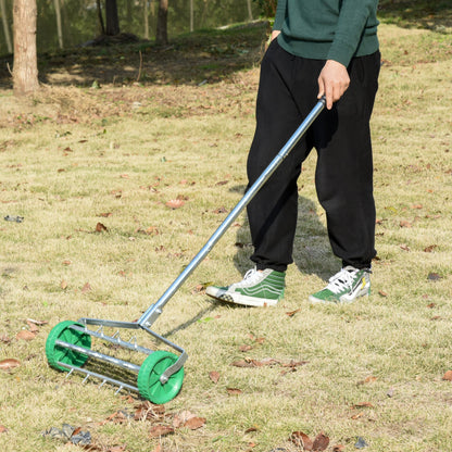 Metal 5 Spike Lawn Aerator Roller Green