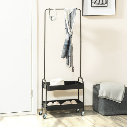 Metal Clothes Rack with Shoe Storage