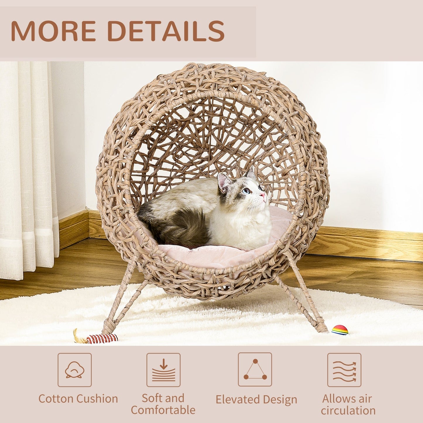 Odessey 39cm Dia Cat Bed Light Brown by Pawhut