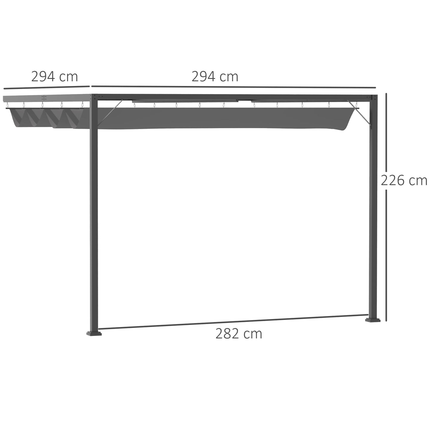 3M Outdoor Pergola Retractable Canopy Wall Mounted Gazebo Patio Shelter Sun Shade