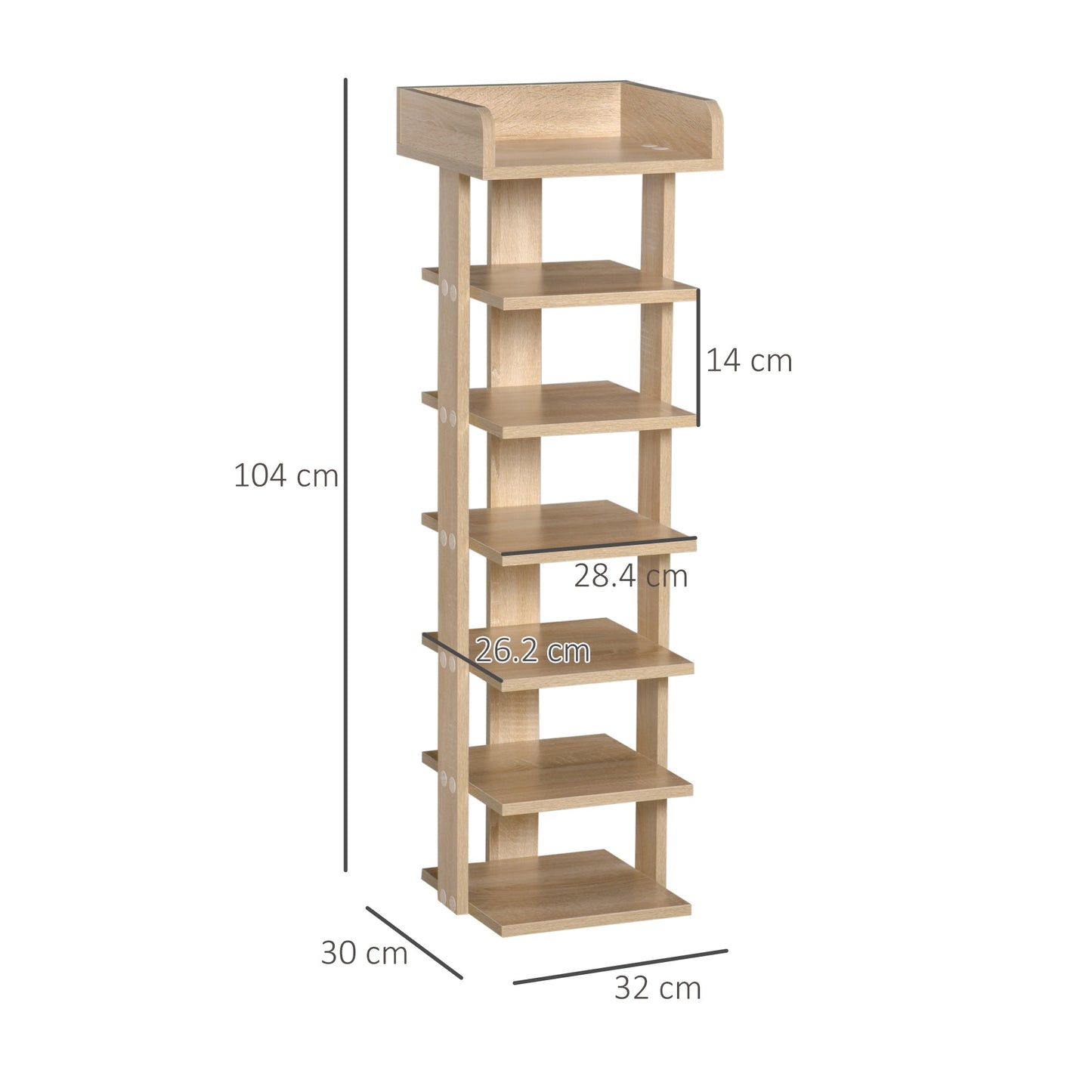 7 Tier Shoe Rack Organizer Storage Shelf Wooden Display Cabinet for Entrance