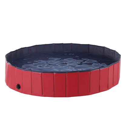 PawHut ?160 x 30H cm Pet Swimming Pool - Red/Dark Blue PVC