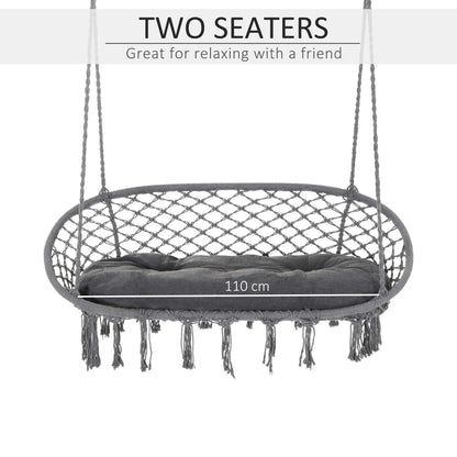 2 Seater Hanging Hammock Chair with Soft Cushion