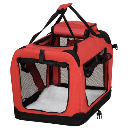 PawHut Small Pets PVC Oxford Cloth Travel Carrier w/ Mesh Windows Red