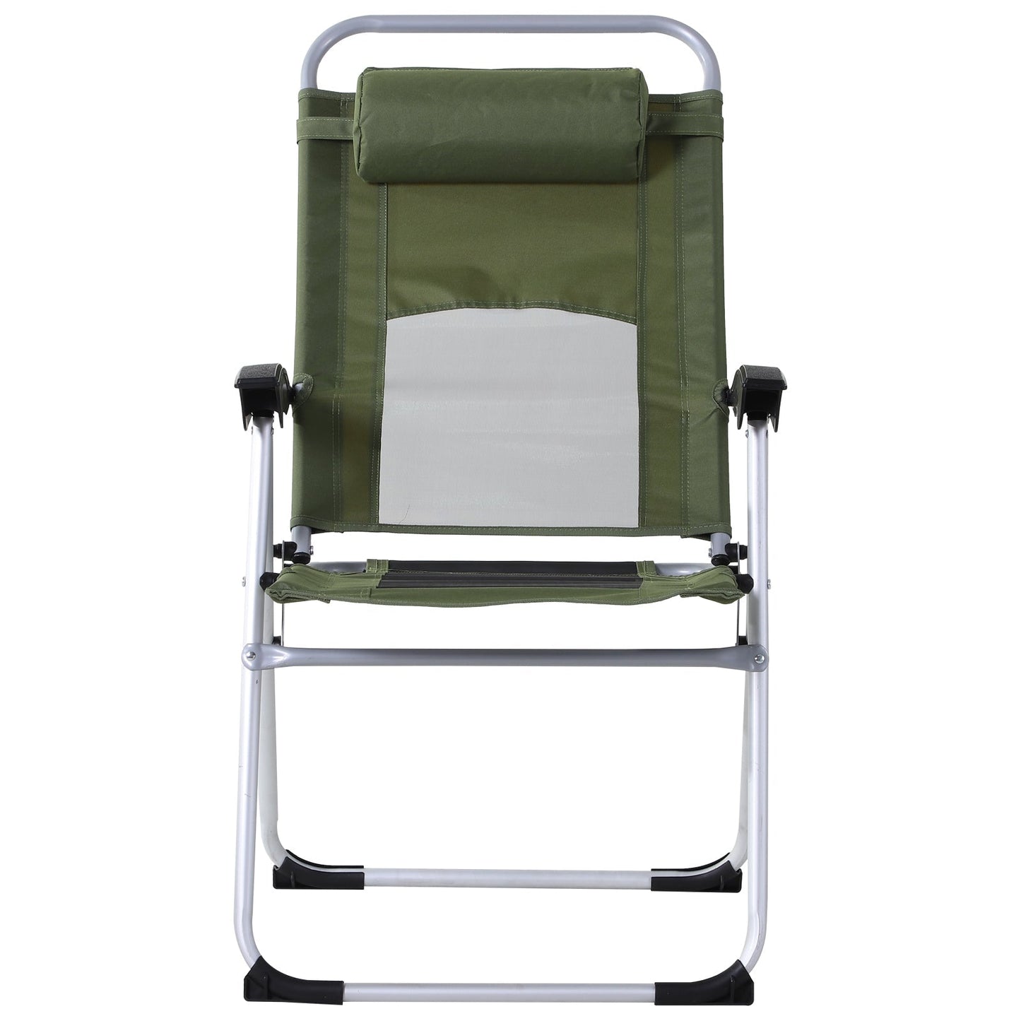 Metal Frame 3-Position Adjustable Outdoor Garden Chair w/ Headrest Green