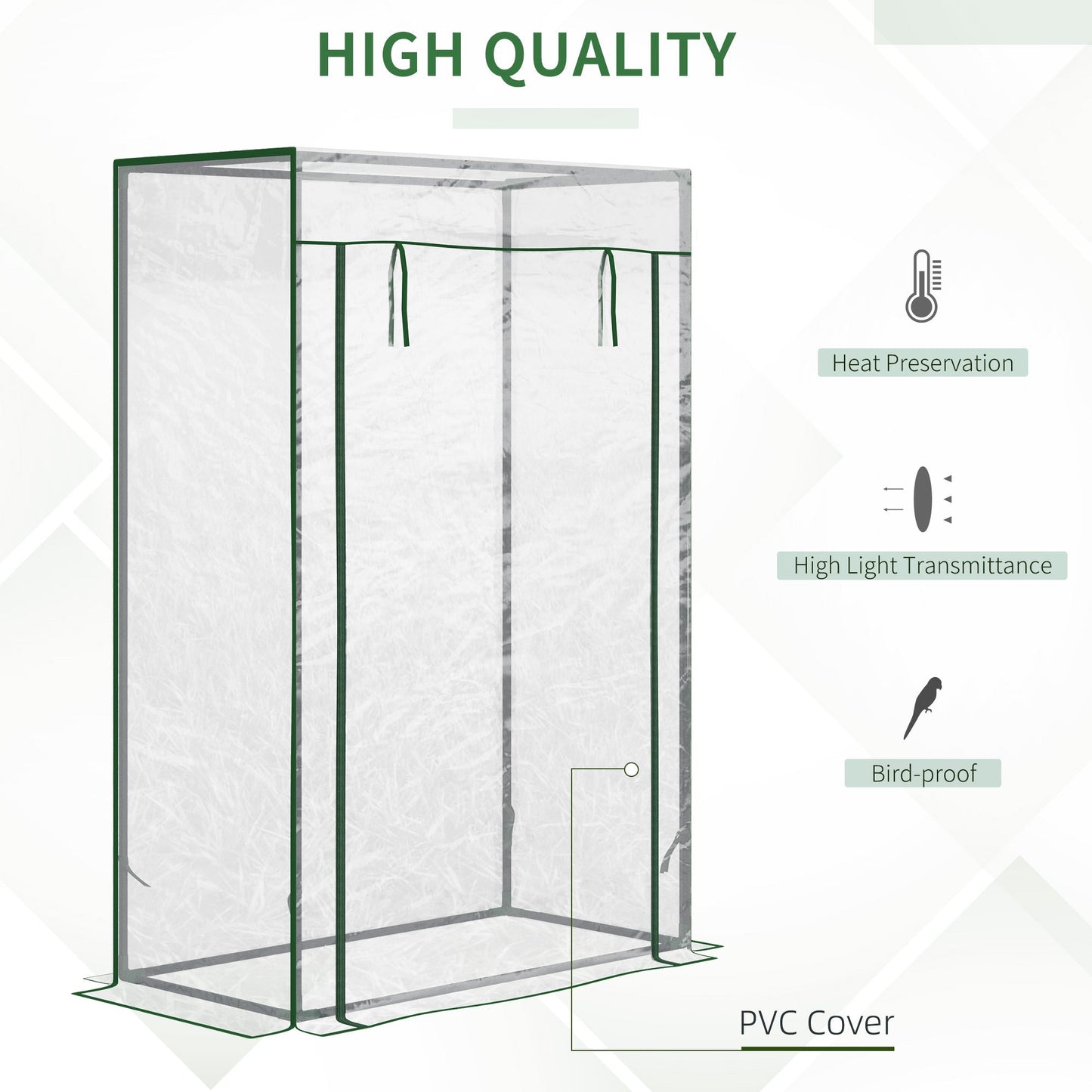 100 x 50 x 150cm Greenhouse Steel Frame PVC Cover with Roll-up Door Outdoor for Backyard