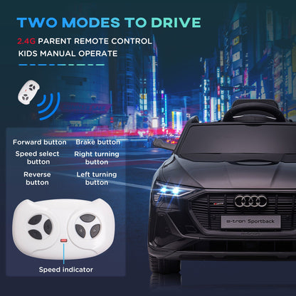 Audi E-tron Licensed 12V Kids Electric Ride On Car with Parental Remote Music Lights MP3 Suspension Wheels for 3-5 Years Black