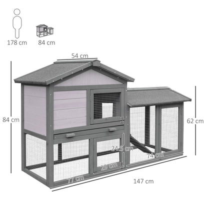 PawHut Wooden Rabbit Hutch Outdoor