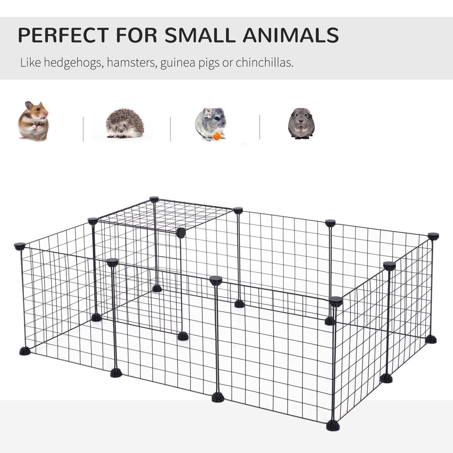 PawHut DIY Pet Playpen Metal Wire Fence 12 Panel Enclosure Indoor Outdoor Guinea Pig Rabbit Small Animals Cage Black