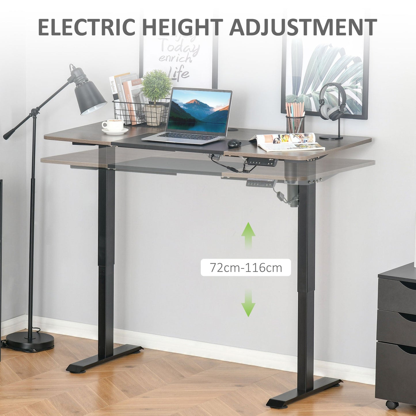 Vinsetto Height Adjustable Electric Standing Desk Stand Up Desk for Home Office Black