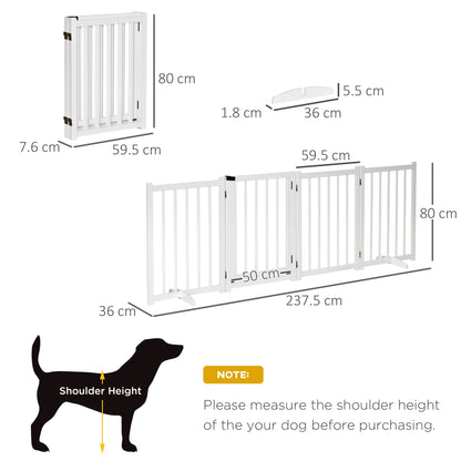 PawHut Pet Gate Wooden Foldable Dog Safety Barrier w/ 4 Panels for Small and Medium Dogs White