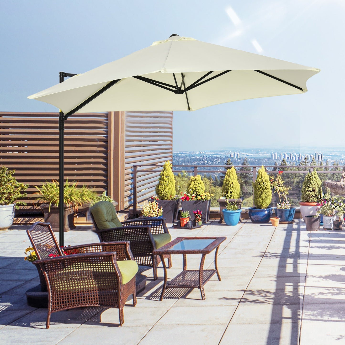 2.5M Garden Cantilever Parasol with 360° Rotation