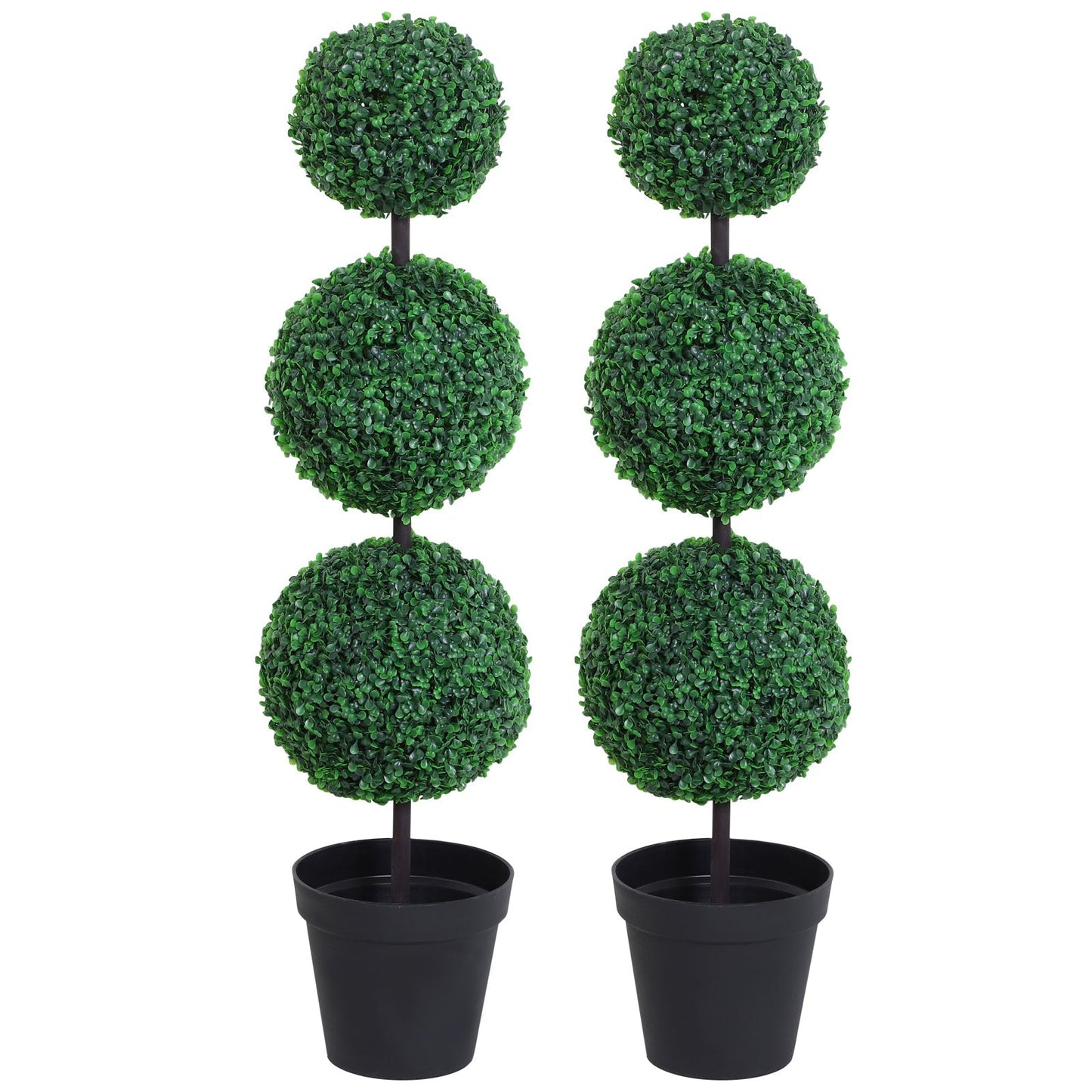 Outsunny Set Of 2 Artificial Topiary Trees With Pot