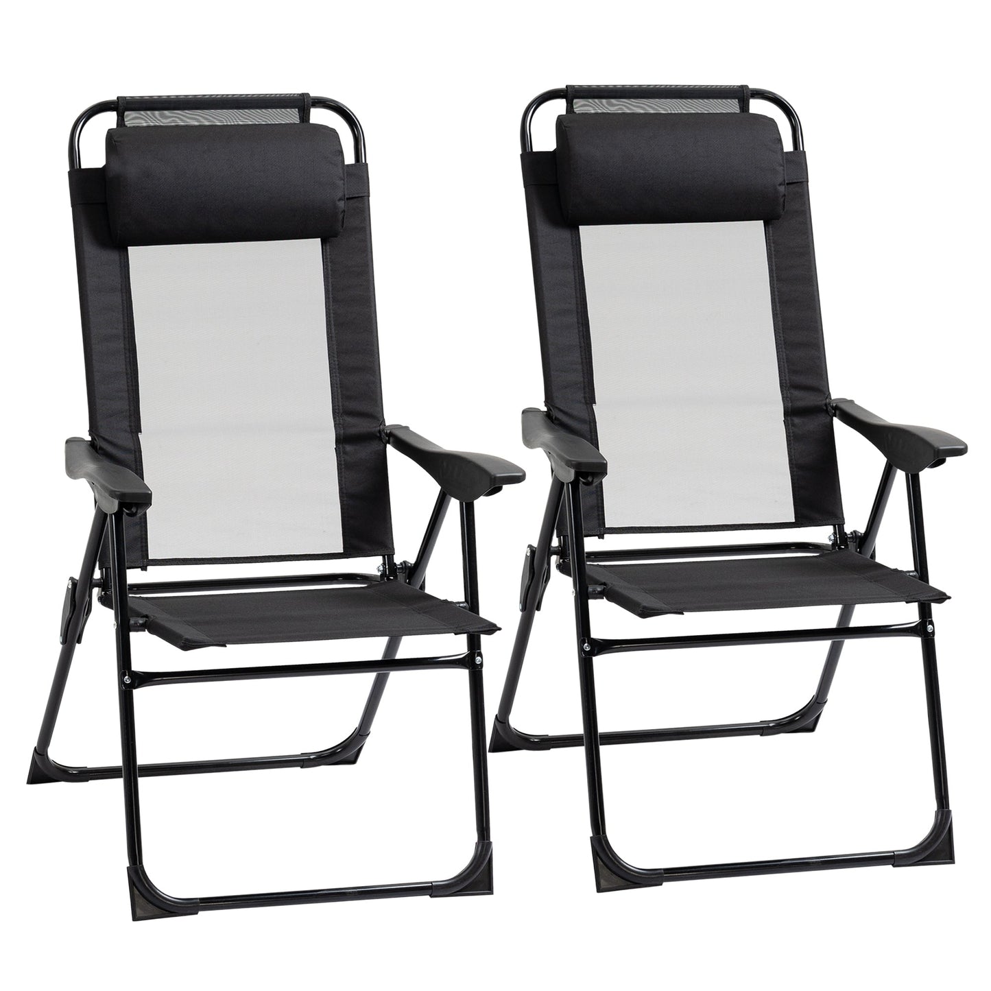 Set of 2 Portable Folding Recliner Outdoor Patio Adjustable Backrest