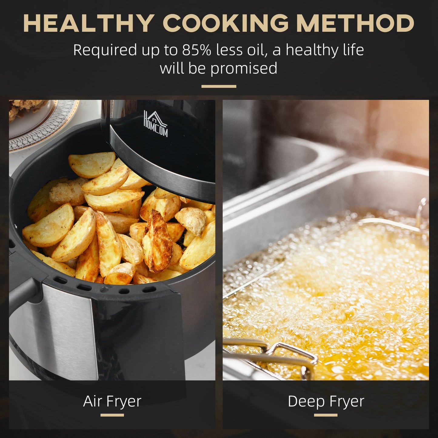 1300W 4L Air Fryer 12 Presets With Rapid Air Circulation Black & Steel