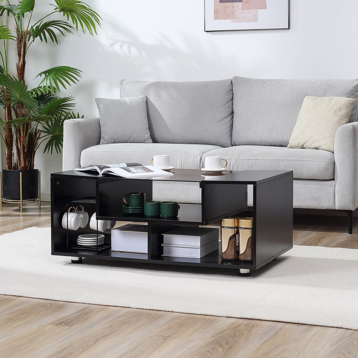 Modern Coffee Table with Tempered Glass Top