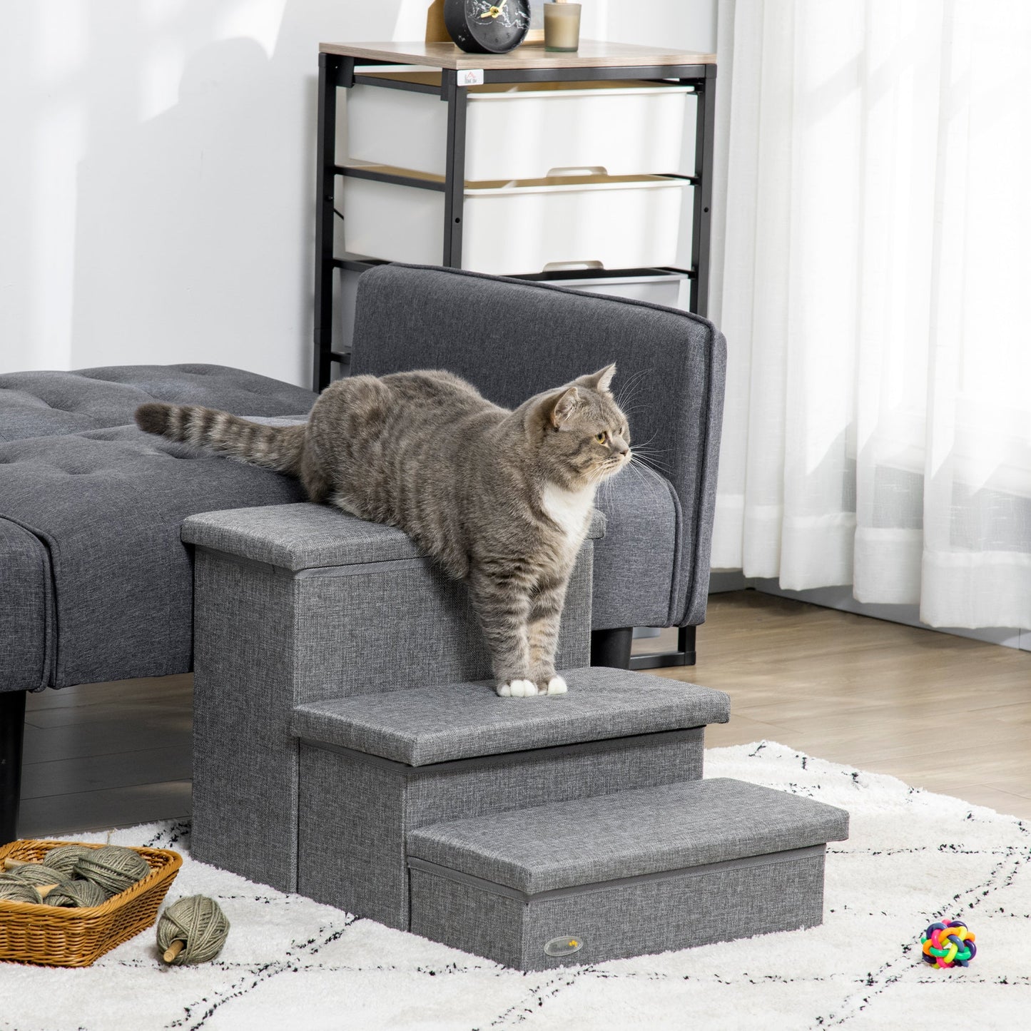 PawHut Cat Stairs with Storage Boxes