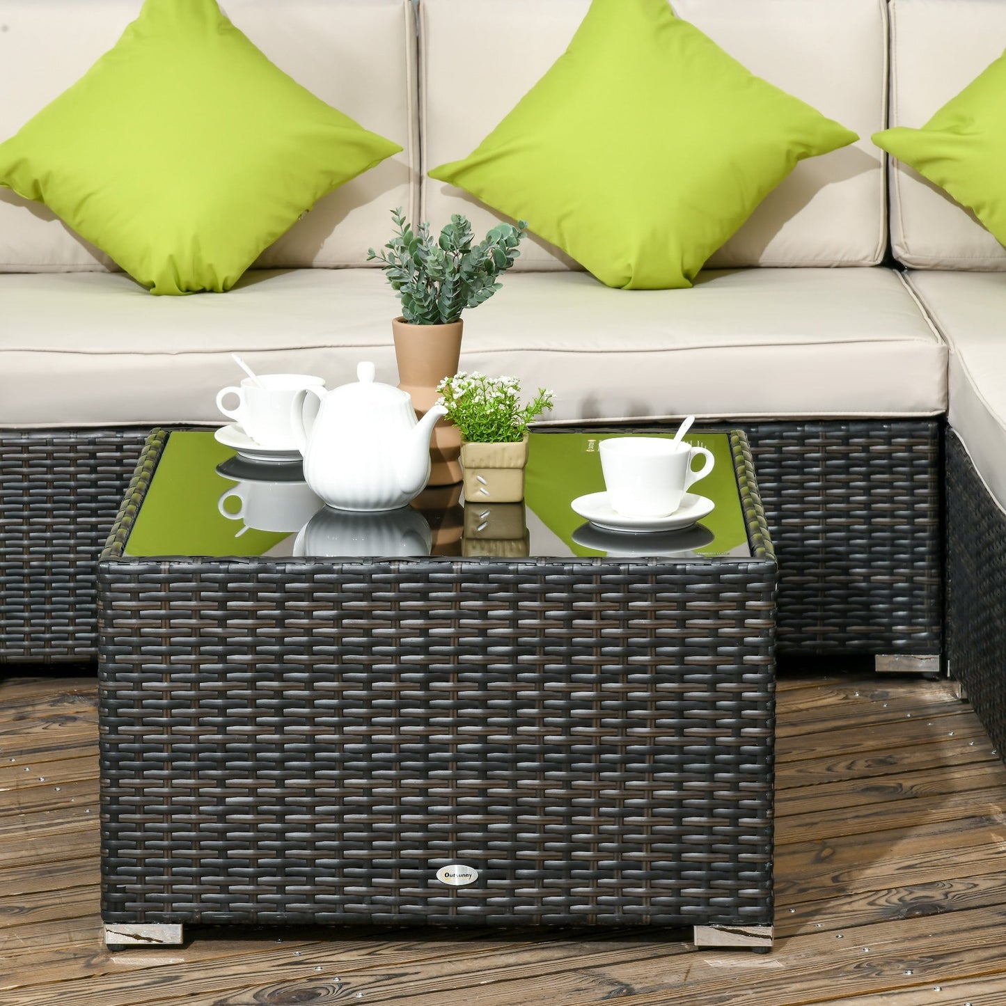 Outsunny 7-Seater PE Rattan Corner Sofa Set