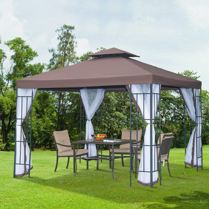 3 x 3M Patio Gazebo Canopy Garden Pavilion Tent Shelter with 2 Tier Roof and Mosquito Netting