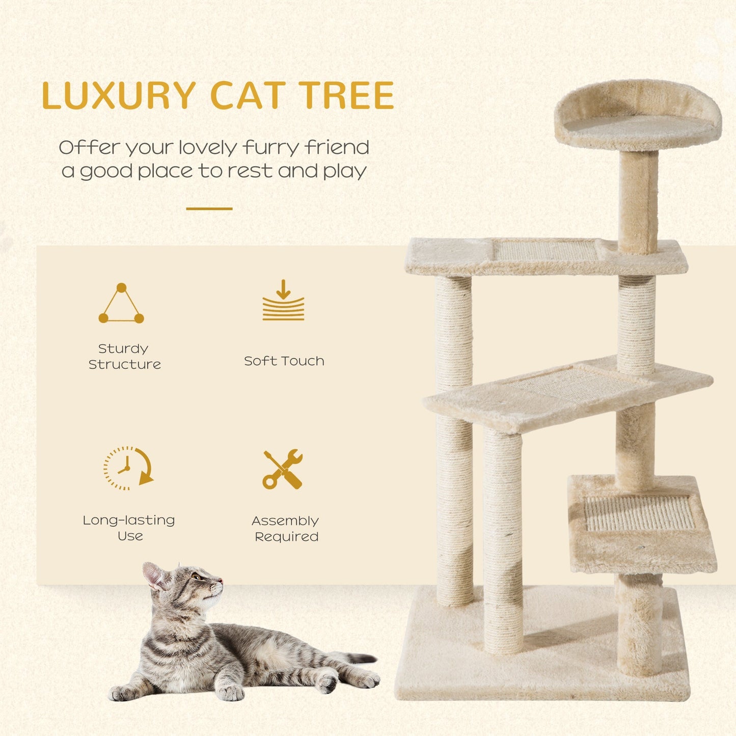 PawHut Cat Tree for Indoor Cats with Scratching Posts