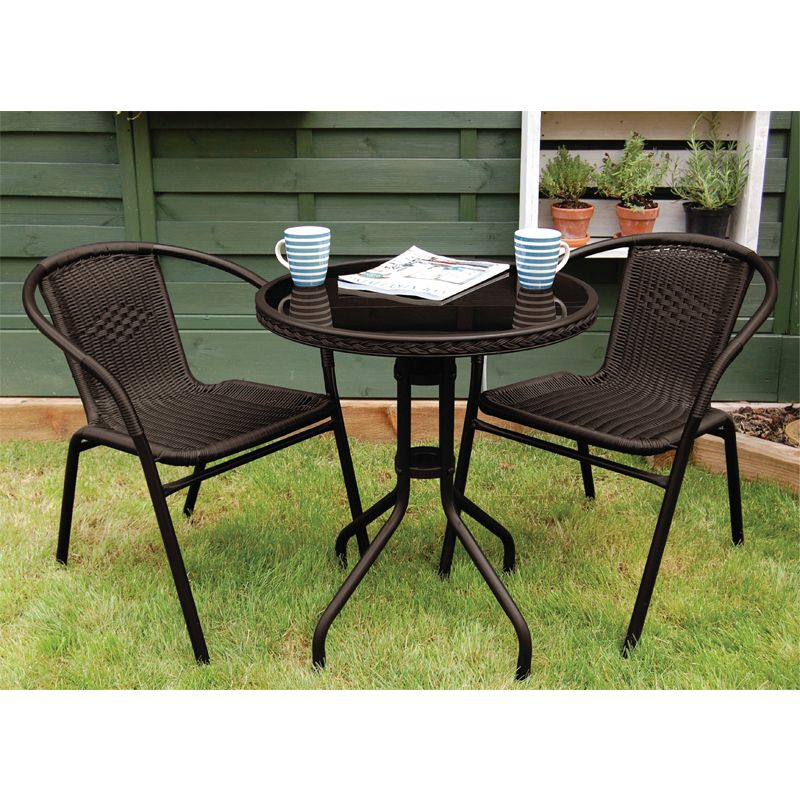 dark brown rattan bistro set