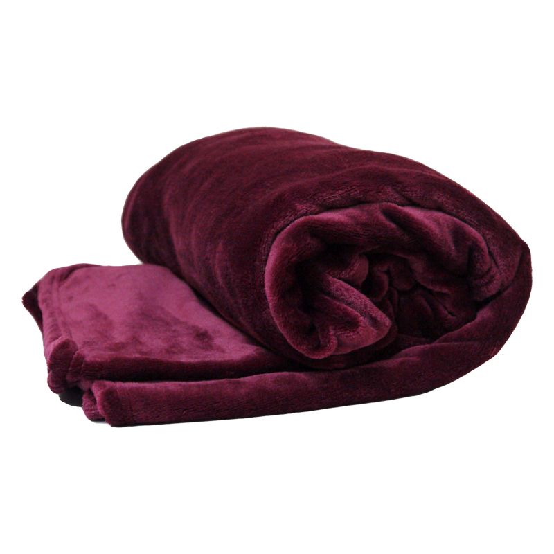Buy 150 x 200cm Flannel Fleece Blanket Throw Dark Red - Online at ...
