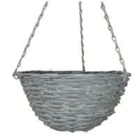 See more information about the Garden Hanging Basket Grey Rattan Round 35cm By Croft