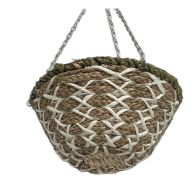 See more information about the Garden Hanging Basket Brown Rattan White String Round 35cm By Croft