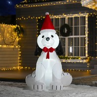 See more information about the Homcom 1.8m Inflatable Christmas Puppy Dog with Santa Hat Lighted Blow Up Decoration