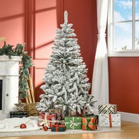 See more information about the 5' Snow Flocked Artificial Christmas Tree Xmas Pine Tree with Realistic Branches